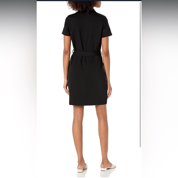 Club Monaco Ponte Knit Dress Size Small Black Belted Shirt Dress - Picture 2 of 8